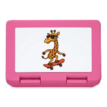 Girafe de skateboard élégante avec des lunettes de soleil - Boîte à goûter - rose - Devant