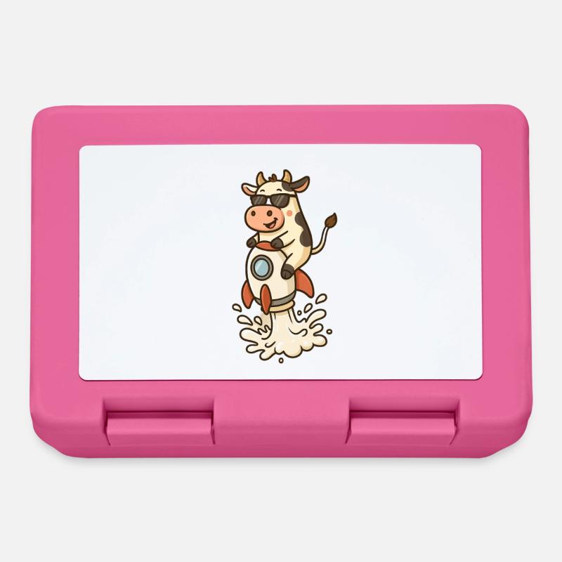 Funny Cow Rocket Launch - Lunchbox - pink