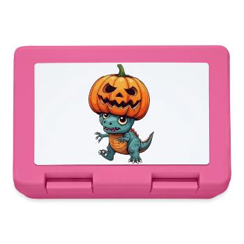 Mignon dinosaure Halloween T-Rex Zombie Citrouille - Boîte à goûter - rose - Devant