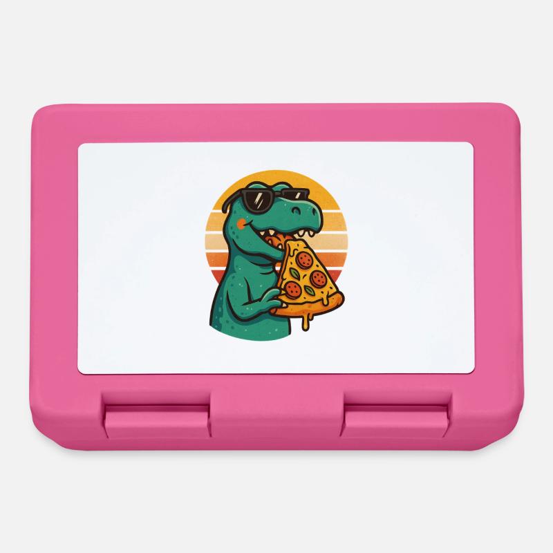 Pizza Saurus Retro - Brotdose - Pink