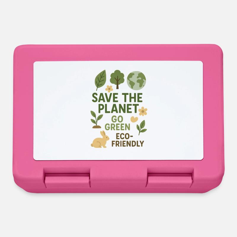 Save the Planet Go Green Eco Friendly - Lunchbox - pink