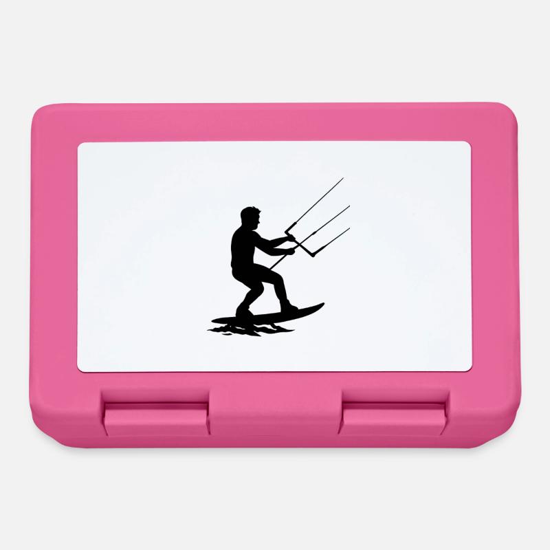 Cooler Kitesurfer in Aktion – Dynamische Silhouett - Brotdose - Pink