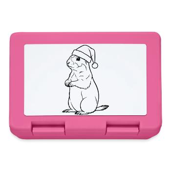 Christmas Meerkat with Hat – Cute Design - Lunchbox - pink - Front