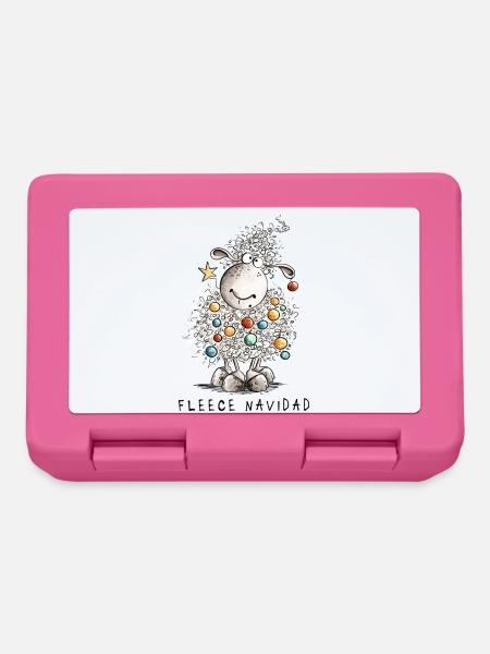 Fleece Navidad Christmas Sheep Cartoon Sheep - Lunchbox - pink