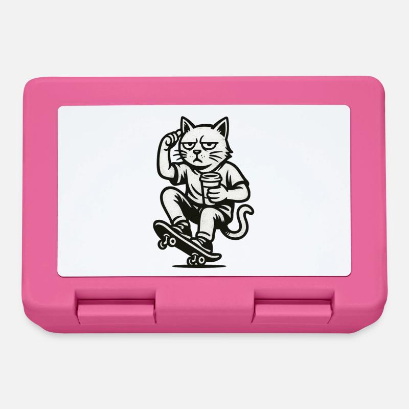 Grimmiger Skate-Kater - Brotdose - Pink