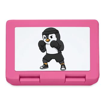 Cute Penguin Boxer Martial Arts Cartoon Funny Spor - Lunchbox - pink - Front