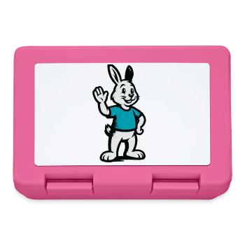 Waving bunny in blue - Lunchbox - pink - Front
