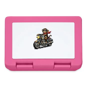 Motorradaffe im Racer-Style - Brotdose - Pink - Vorne