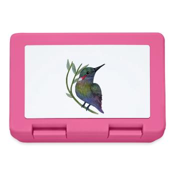 Colorful hummingbird on leaf branch - Lunchbox - pink - Front