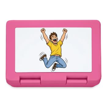 Jubilant Man in the Jump – Comic Winner Success - Lunchbox - pink - Front