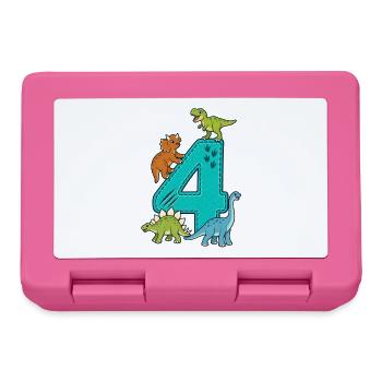 4th Birthday Dinosaur 4 Years - Lunchbox - pink - Front