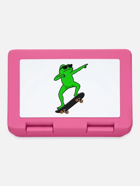 Grüner Skatefrog mit Sonnenbrille - Brotdose - Pink