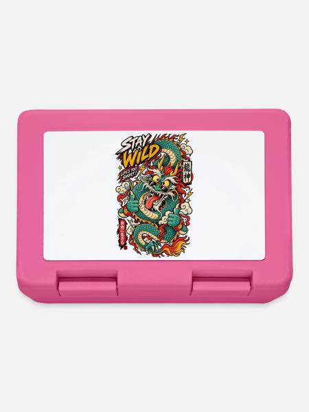 Wilder Drachen-Tattoo Stay Wild - Brotdose - Pink