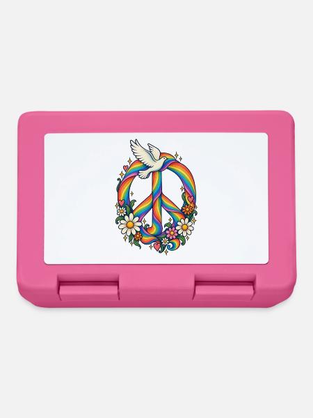 Peace Zeichen Regenbogen und Friedenstaube - Brotdose - Pink