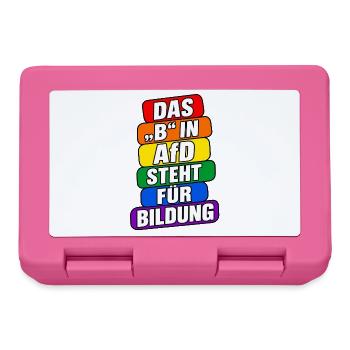 Das B in AfD steht für Bildung – Satire - Brotdose - Pink - Vorne