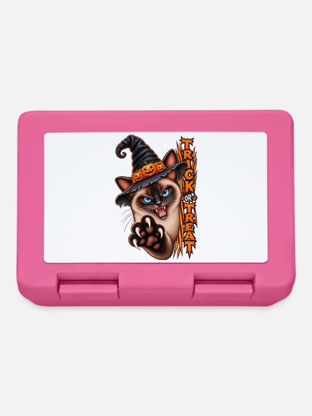 Siamkatze Hexenhut Trick or Treat Halloween - Brotdose - Pink