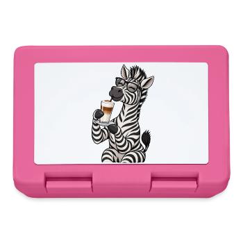 Zebra mit Latte Macchiato - Brotdose - Pink - Vorne