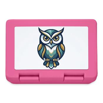 Stilisierte Eulenillustration mit geometrischen Mustern - Brotdose - Pink - Vorne
