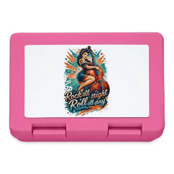 Rockabilly Pin-Up Girl mit Kontrabass Design - Brotdose - Pink - Vorne