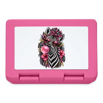 Frech gestreift – Zebra mit Style - Brotdose - Pink - Vorne