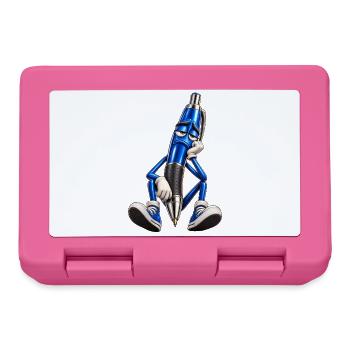 Blauer Stift Müde Cartoonfigur - Brotdose - Pink - Vorne