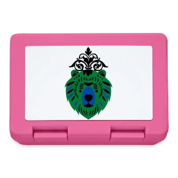 Bär in Grün-Blau - Brotdose - Pink - Vorne