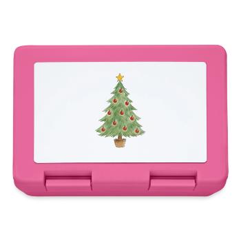 Weihnachtsbaum im Topf mit roten Ornamenten - Brotdose - Pink - Vorne