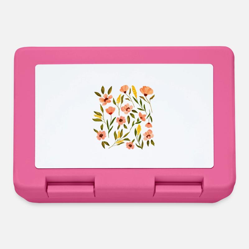 Design floral, Fleurs de jardin d’été, Aquarelle - Boîte à goûter - rose