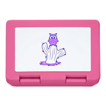 Cactus Owl Sitting Cacti Night Bird Cute Cute - Lunchbox - pink - Front