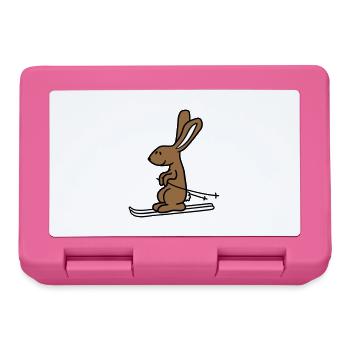lapin ski lapin ski hiver ski neige - Boîte à goûter - rose - Devant