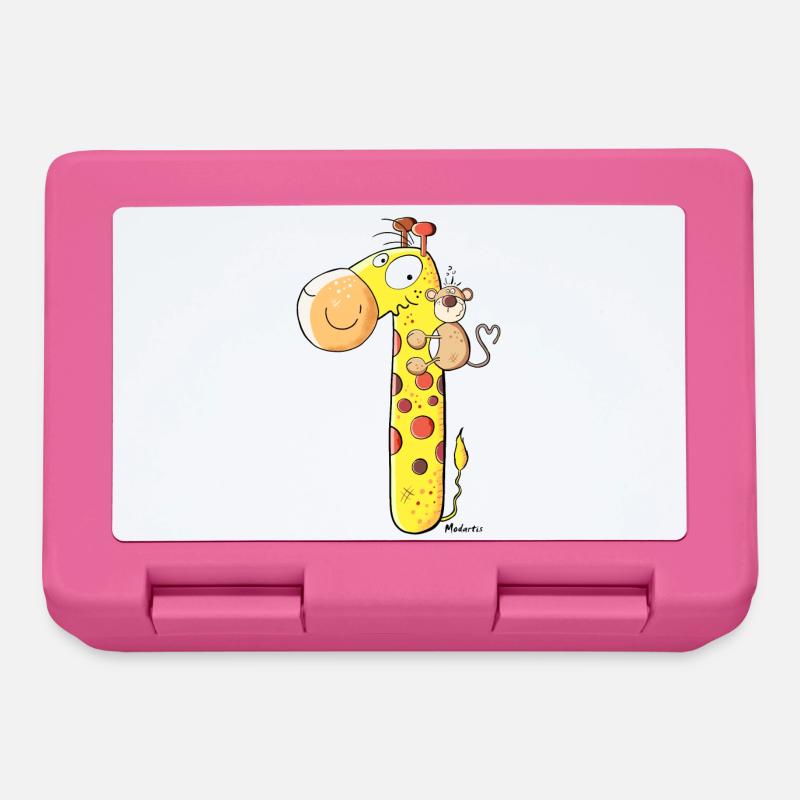 Affe auf Giraffe - Brotdose - Pink
