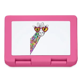 Dessin Girafe douce Coloré Hipster Avec lunettes de cœur - Boîte à goûter - rose - Devant