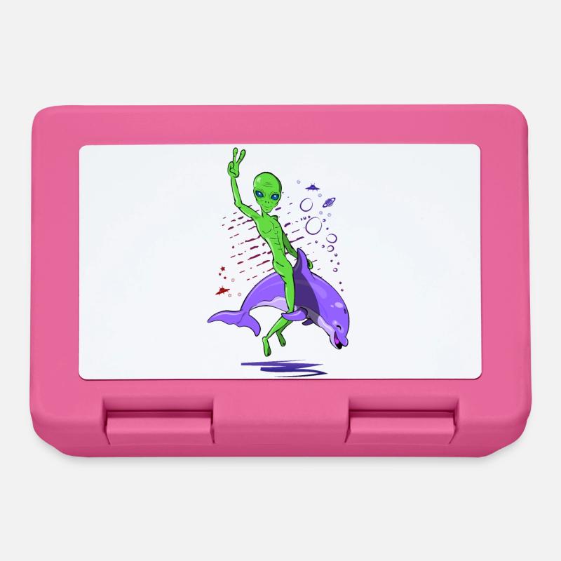 Alien-Angriff mit Delfin - Brotdose - Pink