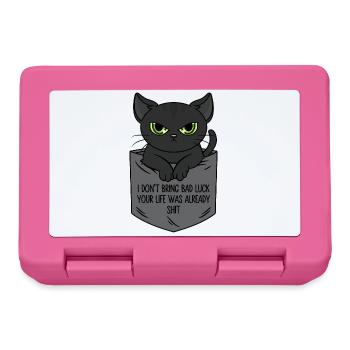 Schwarze Katze Brusttasche Ich bringe kein Unglück - Brotdose - Pink - Vorne