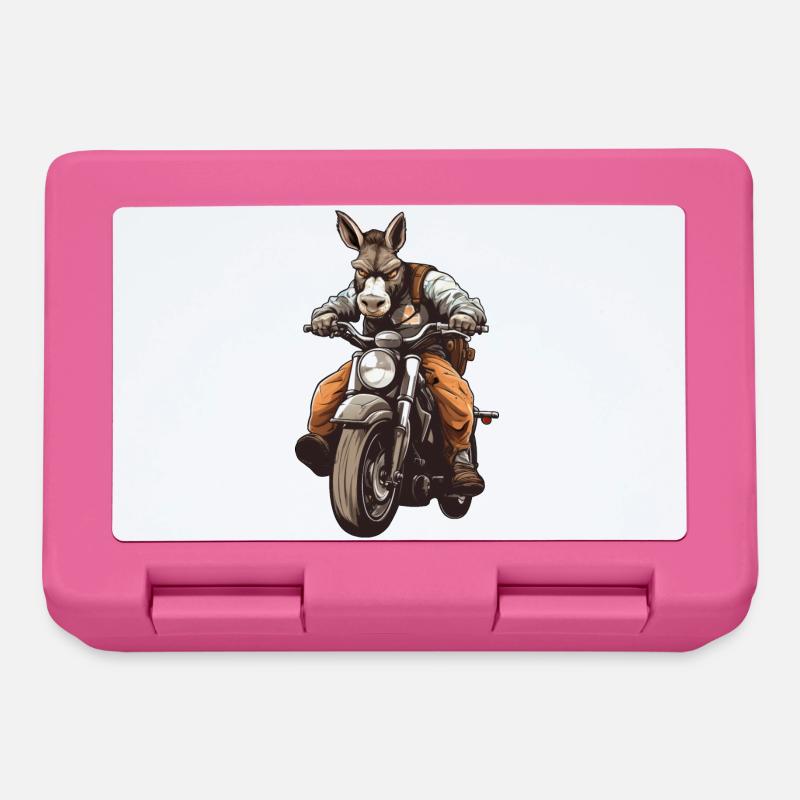 Esel Motorradfahrer / Motorrad Esel - Brotdose - Pink