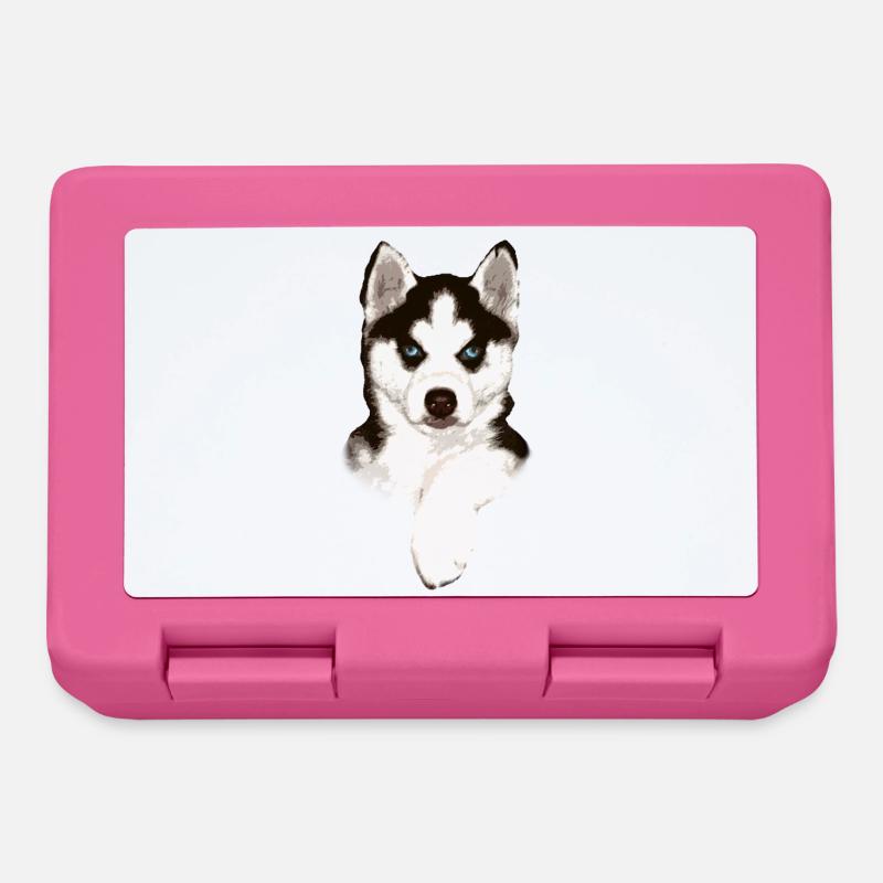 Husky Welpe mit Blauem Blick - Brotdose - Pink