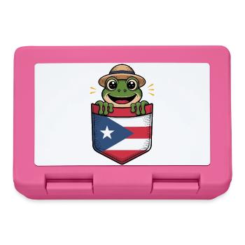 Puerto Rico Coqui Mit Strohhut In Flagge - Brotdose - Pink - Vorne