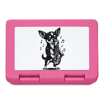 Musical Chihuahua Saxophone Art - Boîte à goûter - rose - Devant