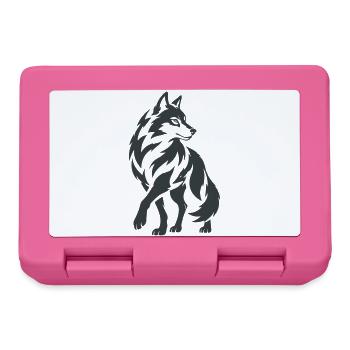 Geometrischer Wolf – Silhouette - Brotdose - Pink - Vorne