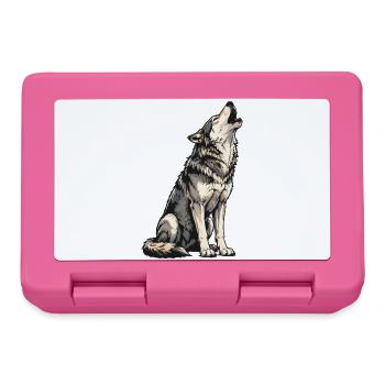Howling Wolf Illustration - Lunchbox - pink - Front