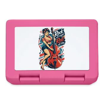 Rockabilly Pin-Up Girl mit Kontrabass Retro - Brotdose - Pink - Vorne
