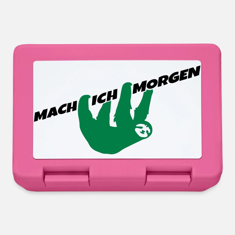Faultier Mach ich morgen Spruch Prokrastination - Brotdose - Pink