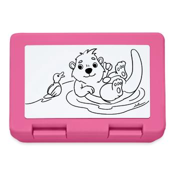 Otter with duck coloring motif - Lunchbox - pink - Front