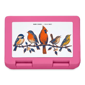 Birds on a branch – a colorful nature motif - Lunchbox - pink - Front