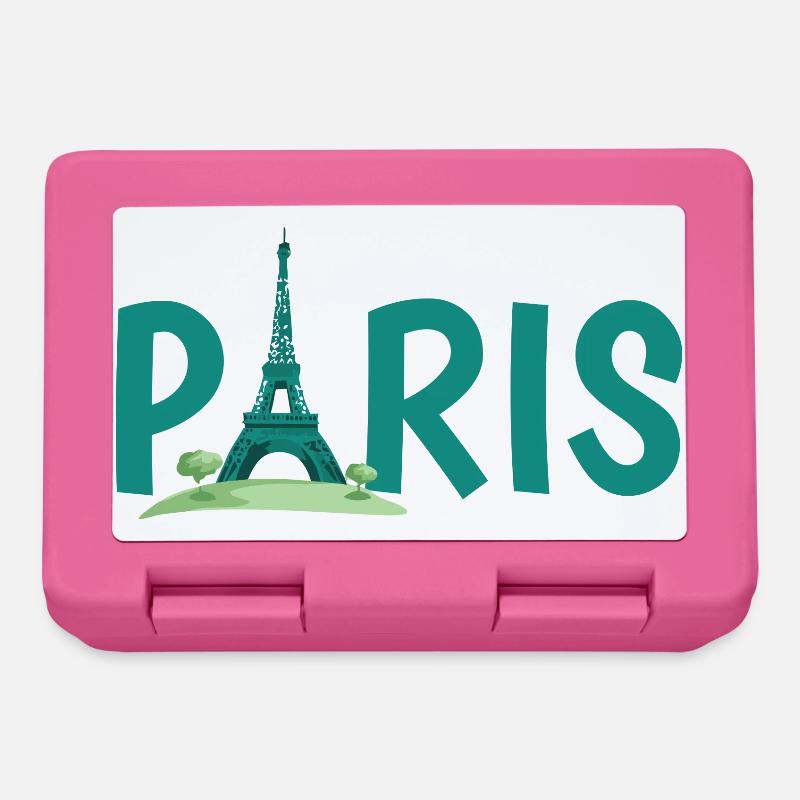 Paris Skyline with Eiffel Tower Illustration - Lunchbox - pink