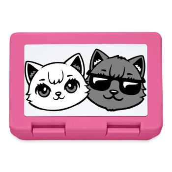 Süße Kätzchen Cooles Katerpaar Schwarz-Weiß Katzen - Brotdose - Pink - Vorne