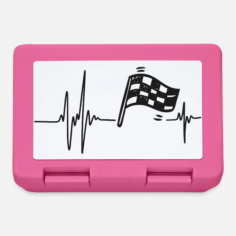 Course Automobile | Cœur Bat Drapeau à Damier - Boîte à goûter - rose