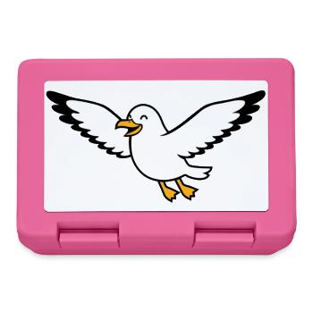 Cheerful cartoon seagull in flight - Lunchbox - pink - Front