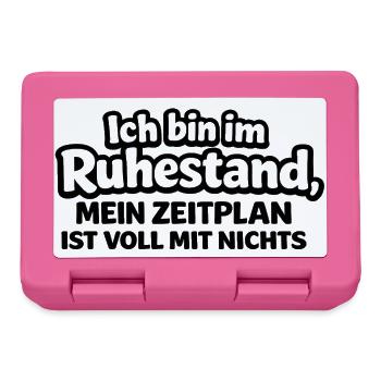 Ich bin im Ruhestand – Mein Zeitplan: Nur Nichts - Brotdose - Pink - Vorne