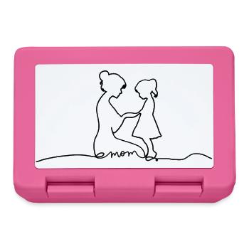 Mama Tochter Line Art Mutter Geschenk Liebe Design - Brotdose - Pink - Vorne